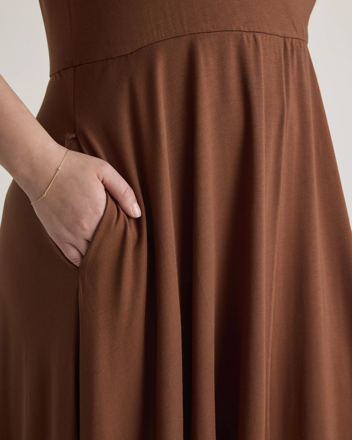 Tencel Jersey Fit & Flare Dress - 1X / Brown
