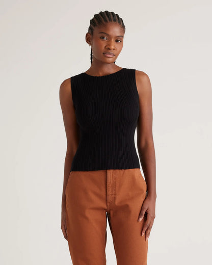 Cotton Cashmere Ribbed Tank - XS / Heather Oatmeal