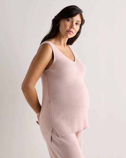 Cotton Cashmere Maternity and Nursing V-Neck Tank - XS / Mocha Heather