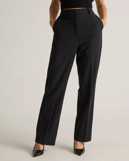 Italian Wool Straight Leg Pants - 0 / Black