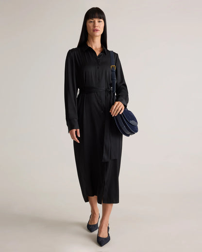 Washable Stretch Silk Maxi Shirt Dress - XS / Moonstone Blue