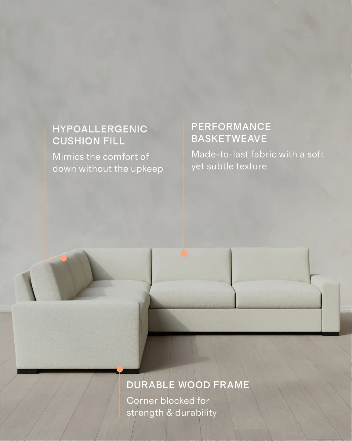 Stillman L Sectional in Performance Basketweave - 116x116 / Flax
