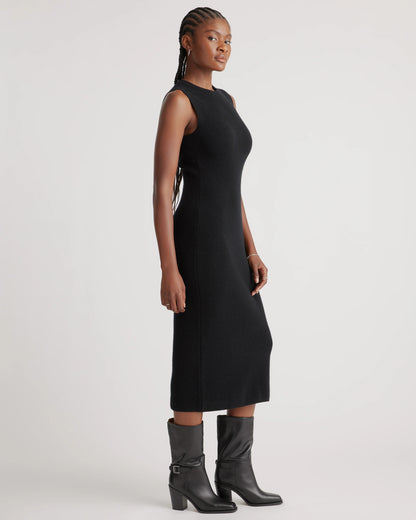 Mongolian Cashmere Sleeveless Midi Sweater Dress - XS / Black
