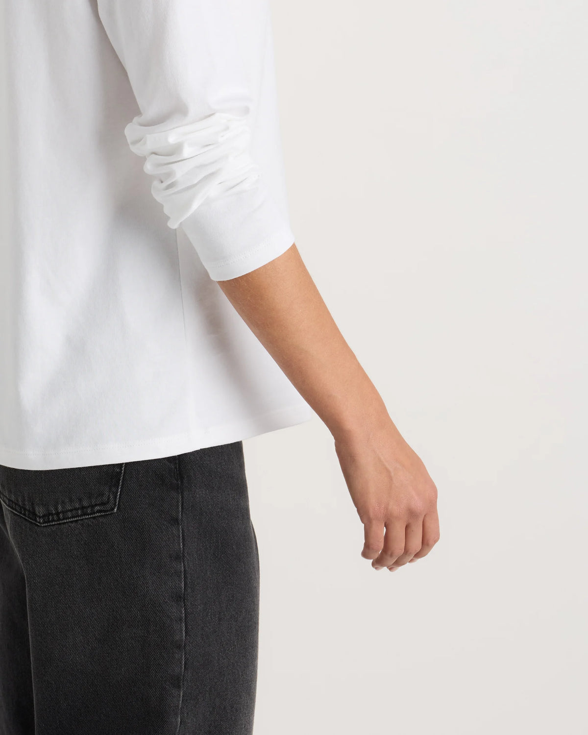 100% Organic Cotton Long Sleeve Swing Tee - XS / Classic White