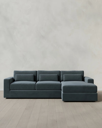 Ashford Deep Seat Chaise Sectional in Performance Velvet - 119" Right Arm / Rust