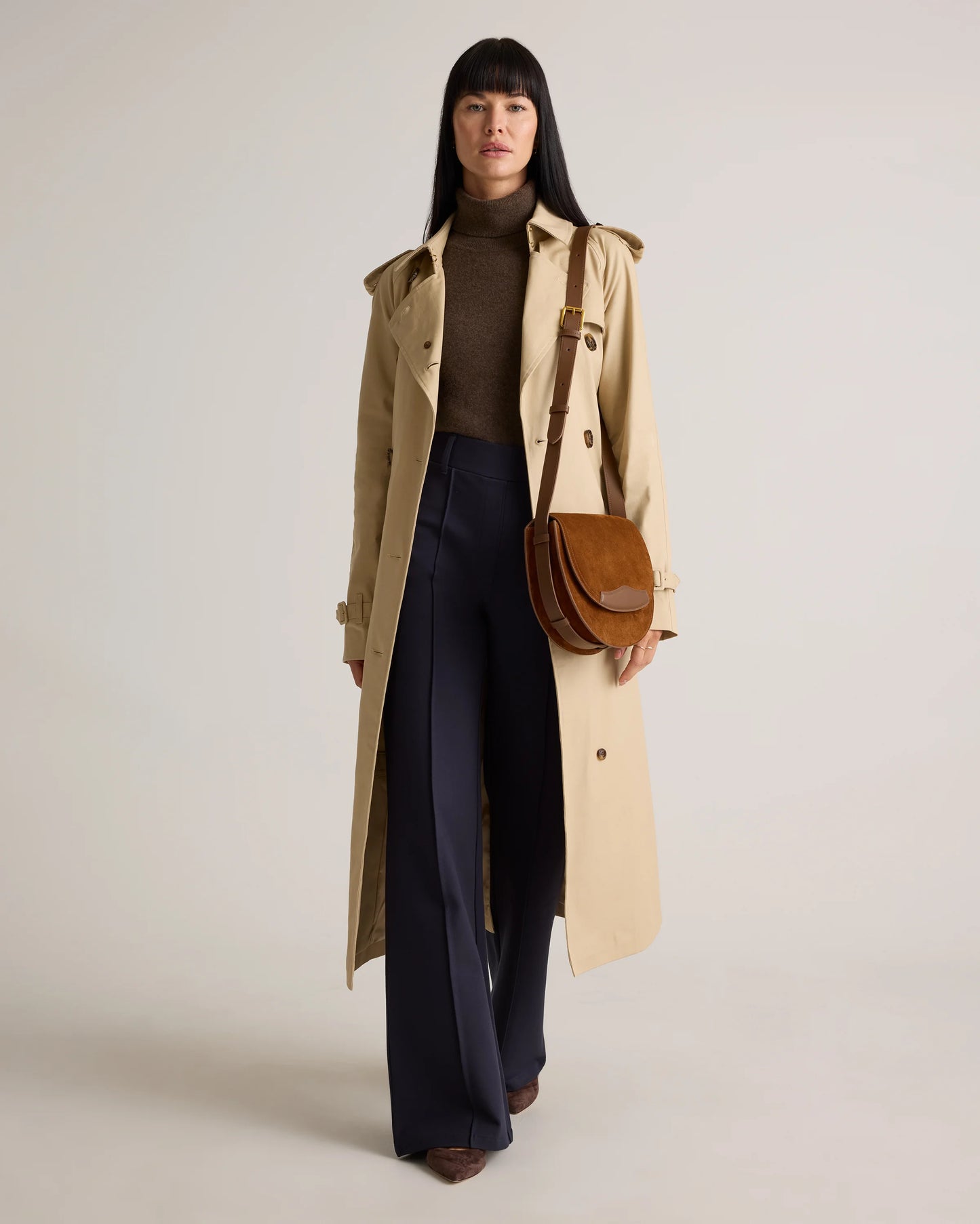 Italian Suede Saddle Bag - One Size / Pebble