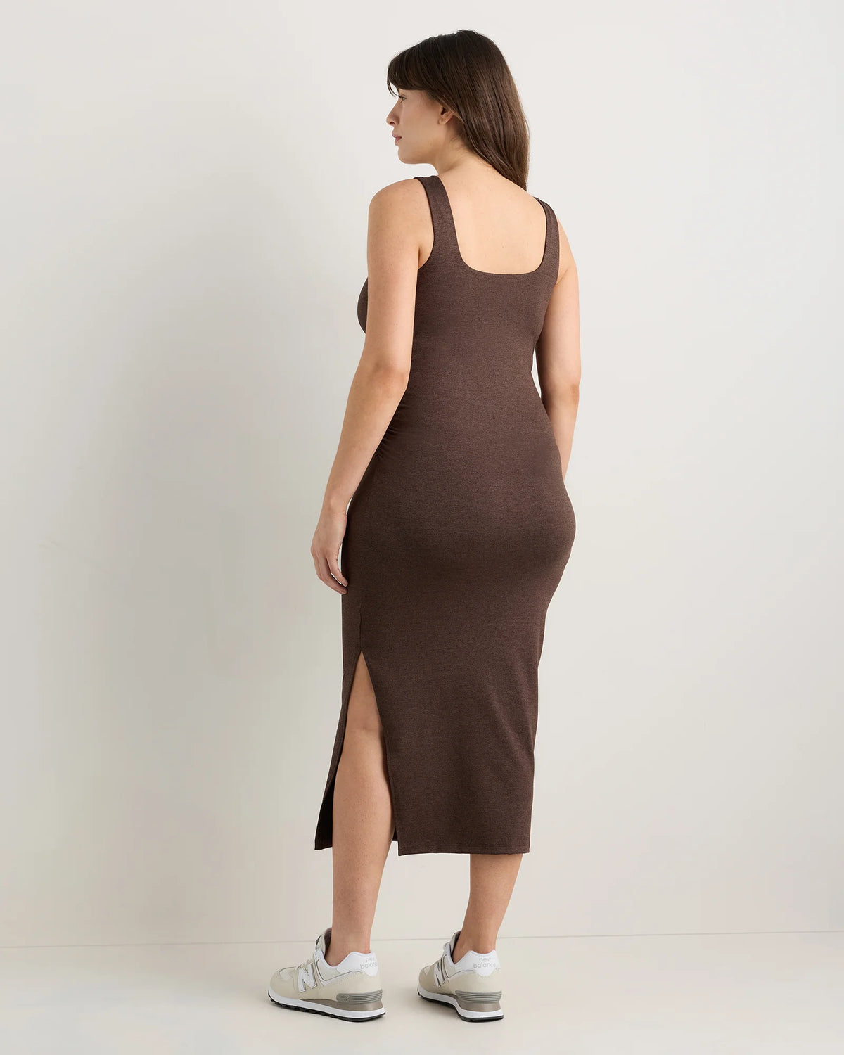 Ultra-Soft Maternity Midi Dress - XS / Heather Black