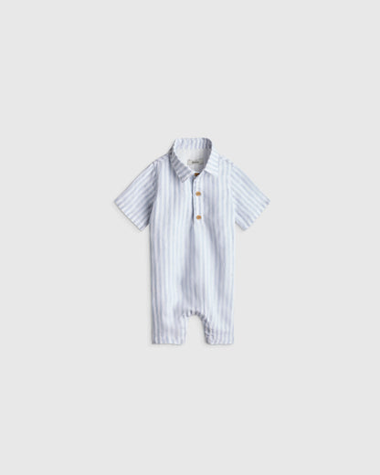 100% Linen Button Front Romper - 0-3M / Picnic Gingham