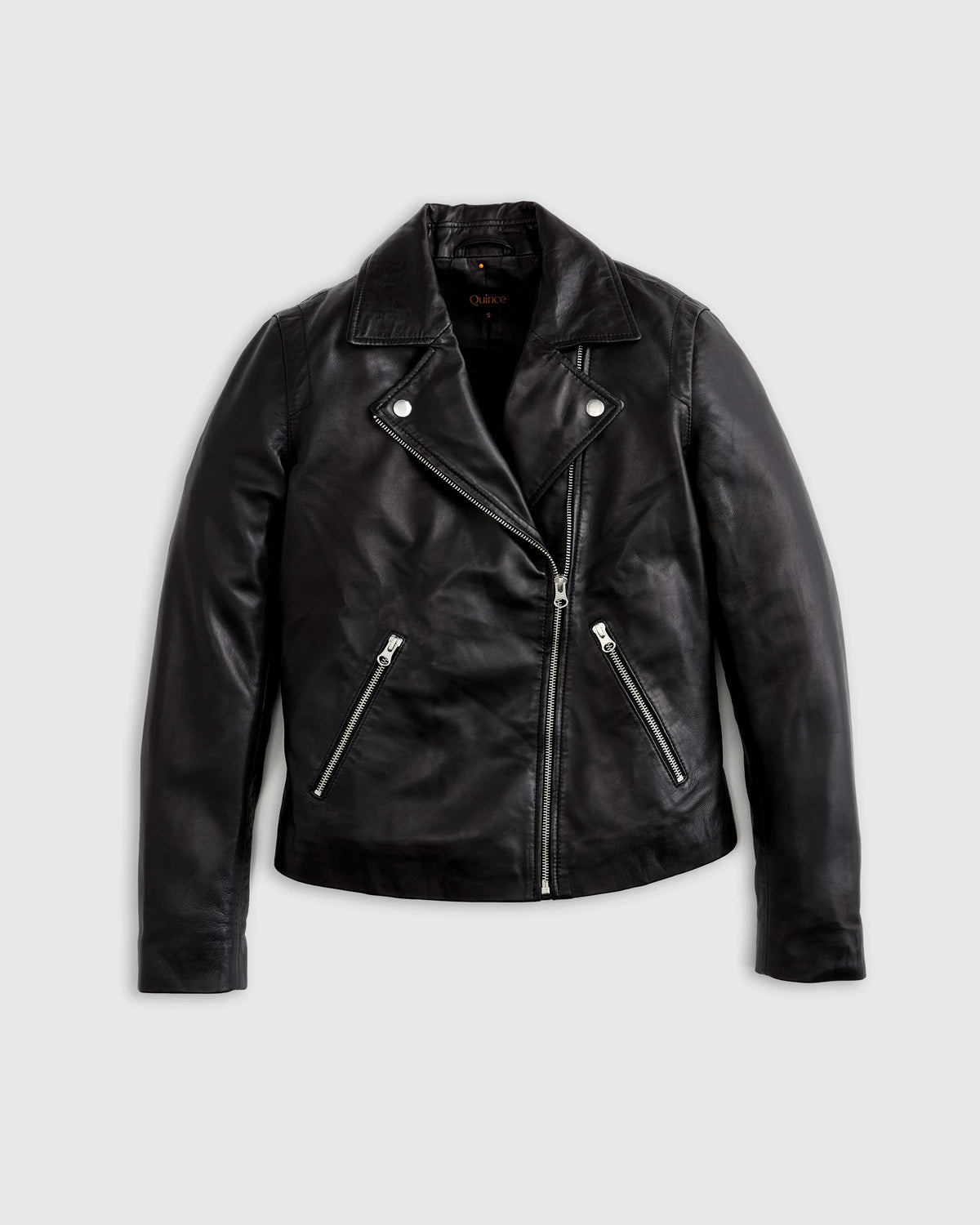 100% Washed Leather Biker Jacket - XS / Brown