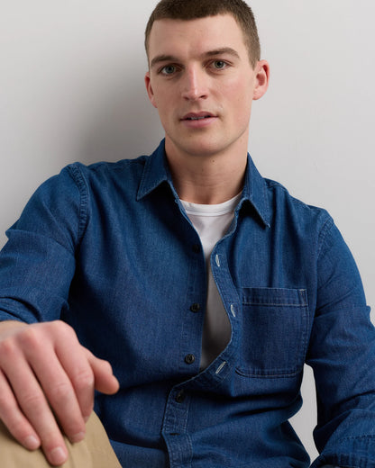 Heritage Washed Denim Shirt - S / Dark Wash