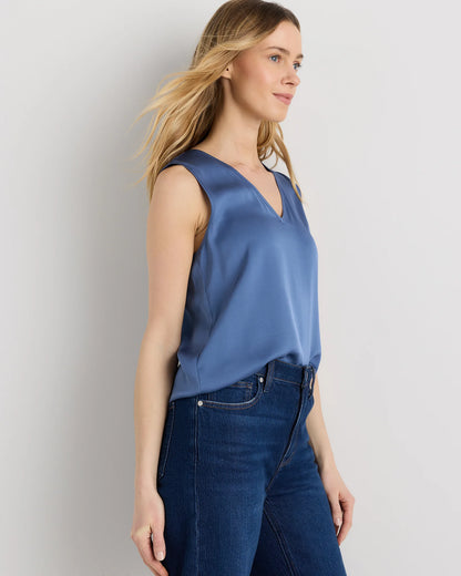 Washable Stretch Silk Tank - XS / Navy