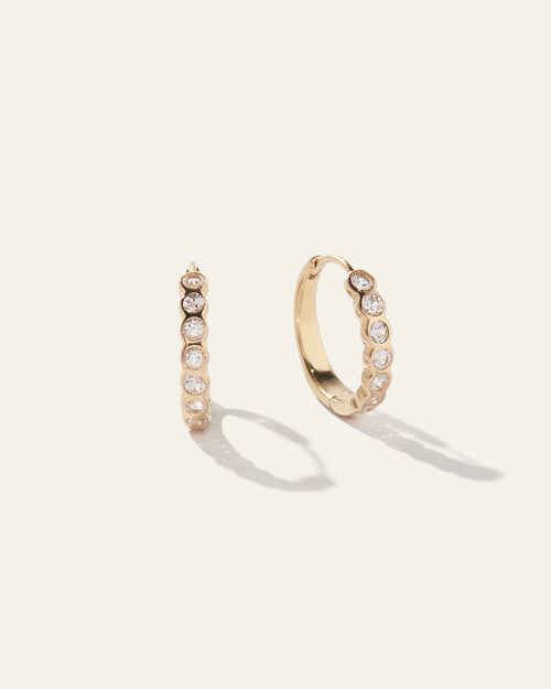 White Sapphire Bezel Hoops - One Size / Gold Vermeil