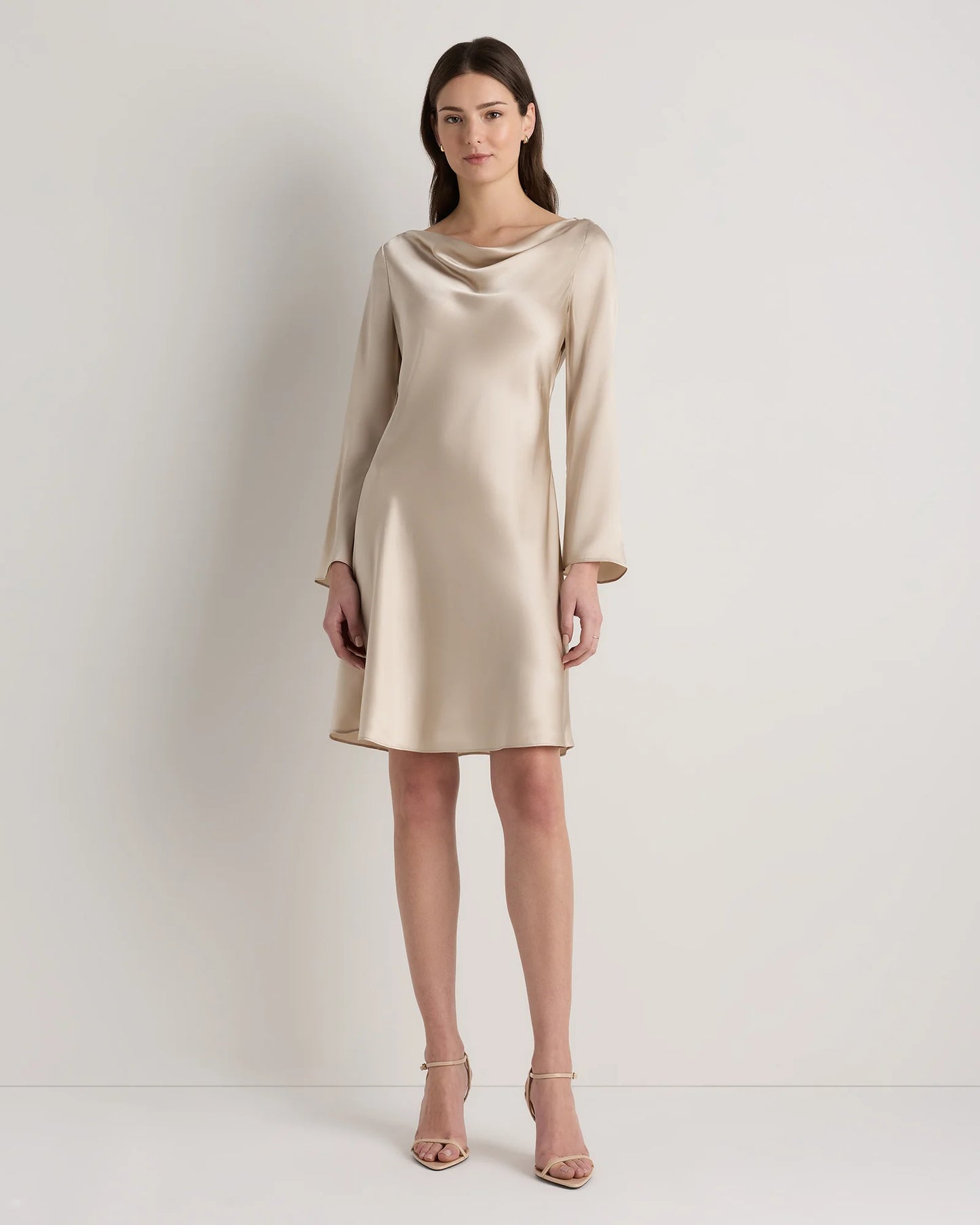 100% Washable Silk Long Sleeve Mini Dress - XS / Wine Tasting Red