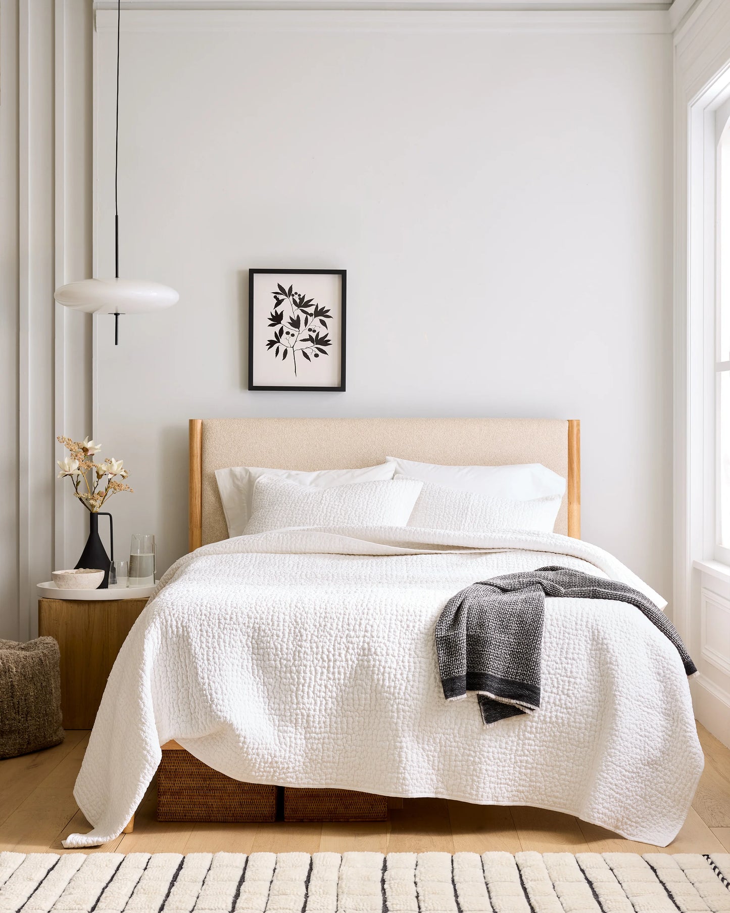 Organic Cotton Hand Stitched Quilt Set - Twin / Stone