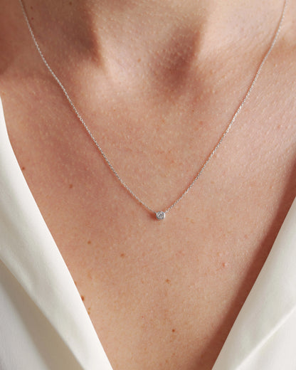 14K Gold Diamond Bezel Necklace - One Size / Yellow Gold