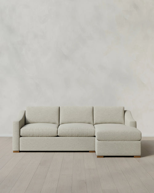 Hollis Slope Arm Chaise Sectional in Performance Basketweave - 104" Right Arm / Flax