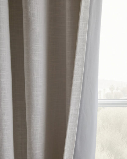 Textured Cotton True Blackout Curtain - 48x84 / White
