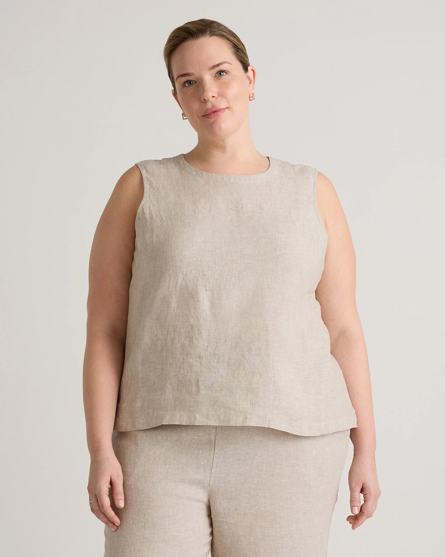 100% European Linen Tank - 1X / White