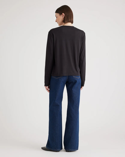 Cotton Modal Relaxed Long Sleeve Tee - XS / Black