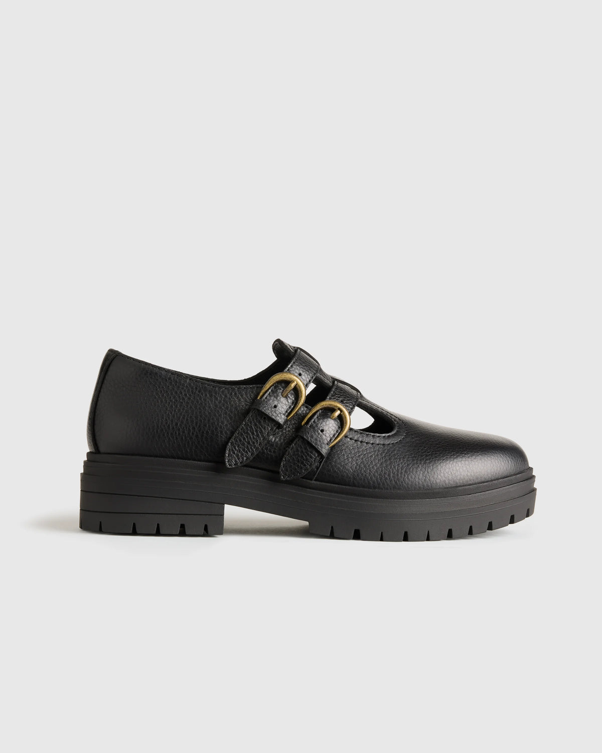 Italian Leather Lug Sole Mary Jane - 5 / Black