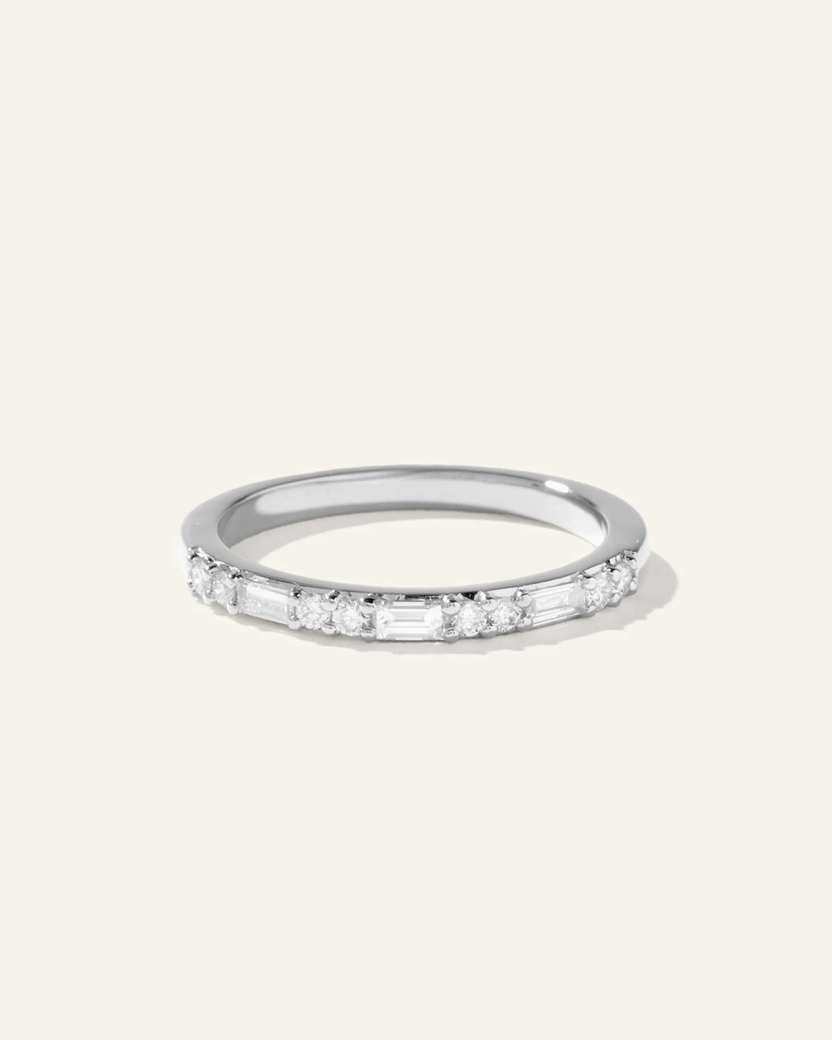 14K Gold Lab Grown Diamond Alternating Baguette & Round Band - 4 / Yellow Gold