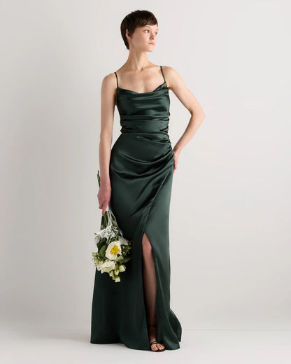 Juliette Stretch Satin Dress - 0 / Garden Sage Green