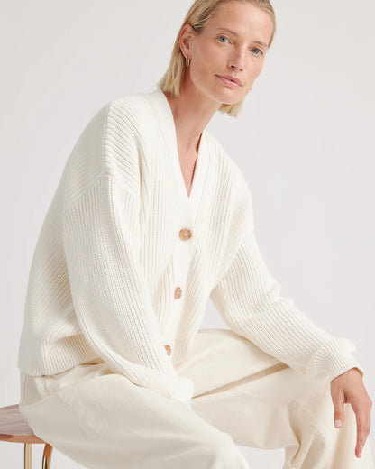 100% Organic Cotton Fisherman Boxy Cropped Cardigan - XS / Sapphire Blue