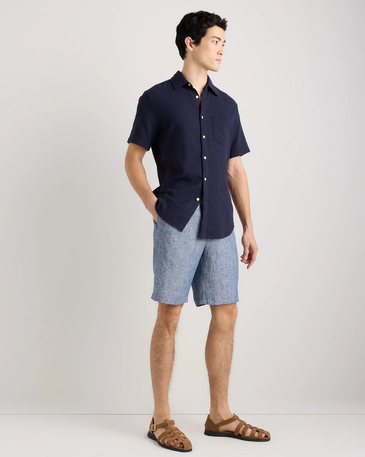 100% European Linen Shorts - 9" - S / Black
