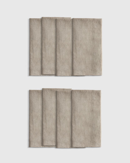 European Linen Wide-Hem Napkins (Set of 8) - One Size / Willowleaf Gingham