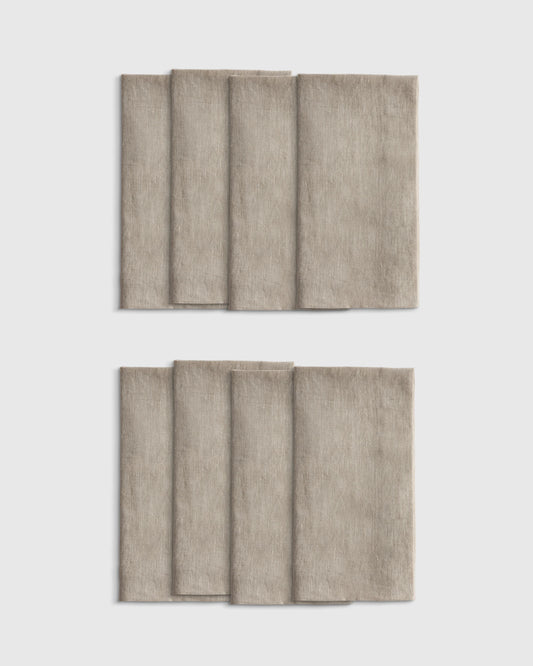 European Linen Wide-Hem Napkins (Set of 8) - One Size / Willowleaf Gingham