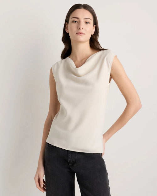 Draped Matte Cowl Neck Tank - XS / Porcelain Ivory