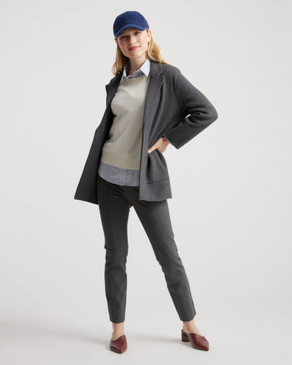Ultra-Stretch Ponte Pintuck Ankle Pants - XS / Ecru