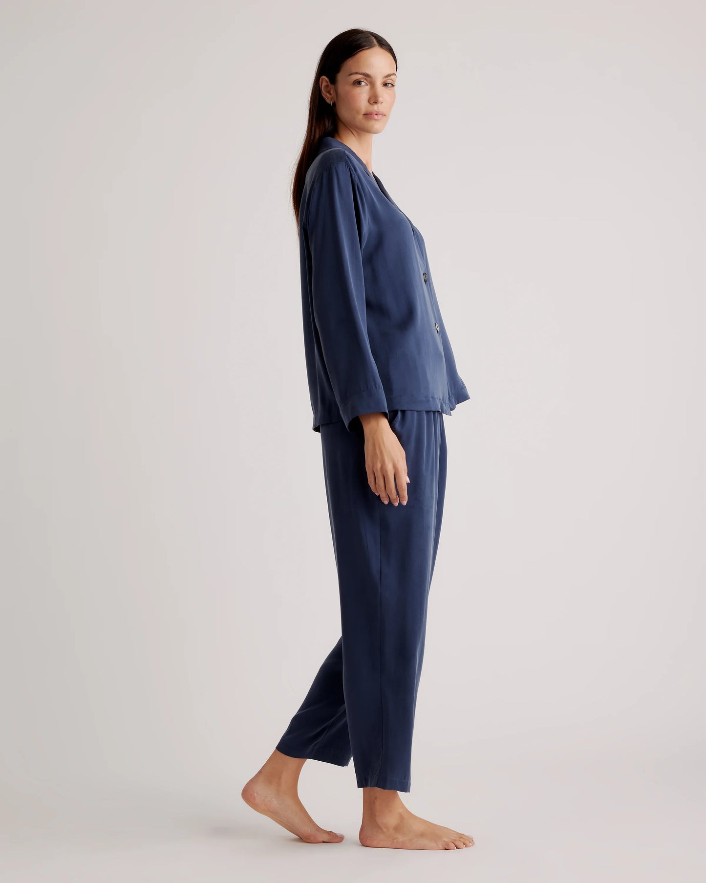 100% Washable Silk Pajama Long Sleeve Top - XS / Black