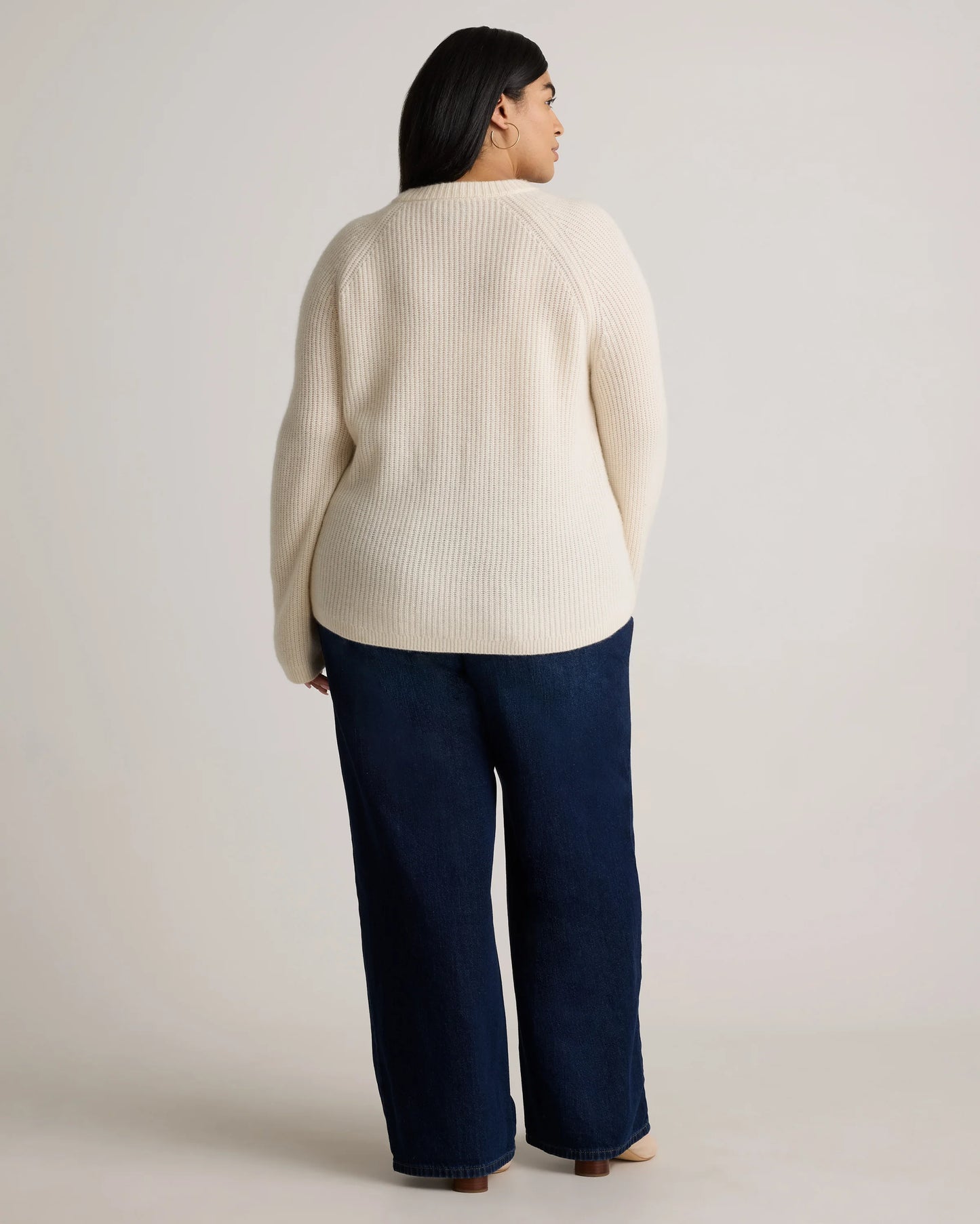 Mongolian Cashmere Fisherman Crewneck Sweater - 1X / Pale Custard Yellow