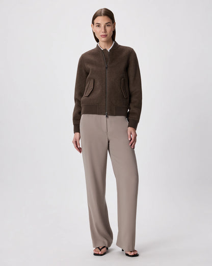 Double-Faced Merino Wool Bomber Jacket - XS / Black