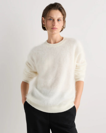 Brushed Cashmere Oversized Crewneck Sweater - XS / Heather Grey
