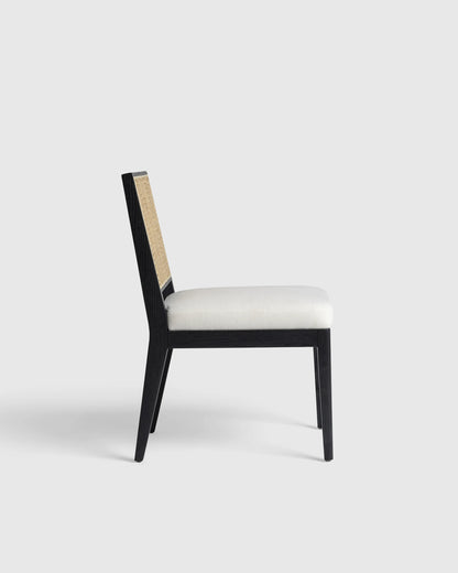 Solid Oak and Cane Dining Chair (Set of 2) - Set of 2 / Black/Natural