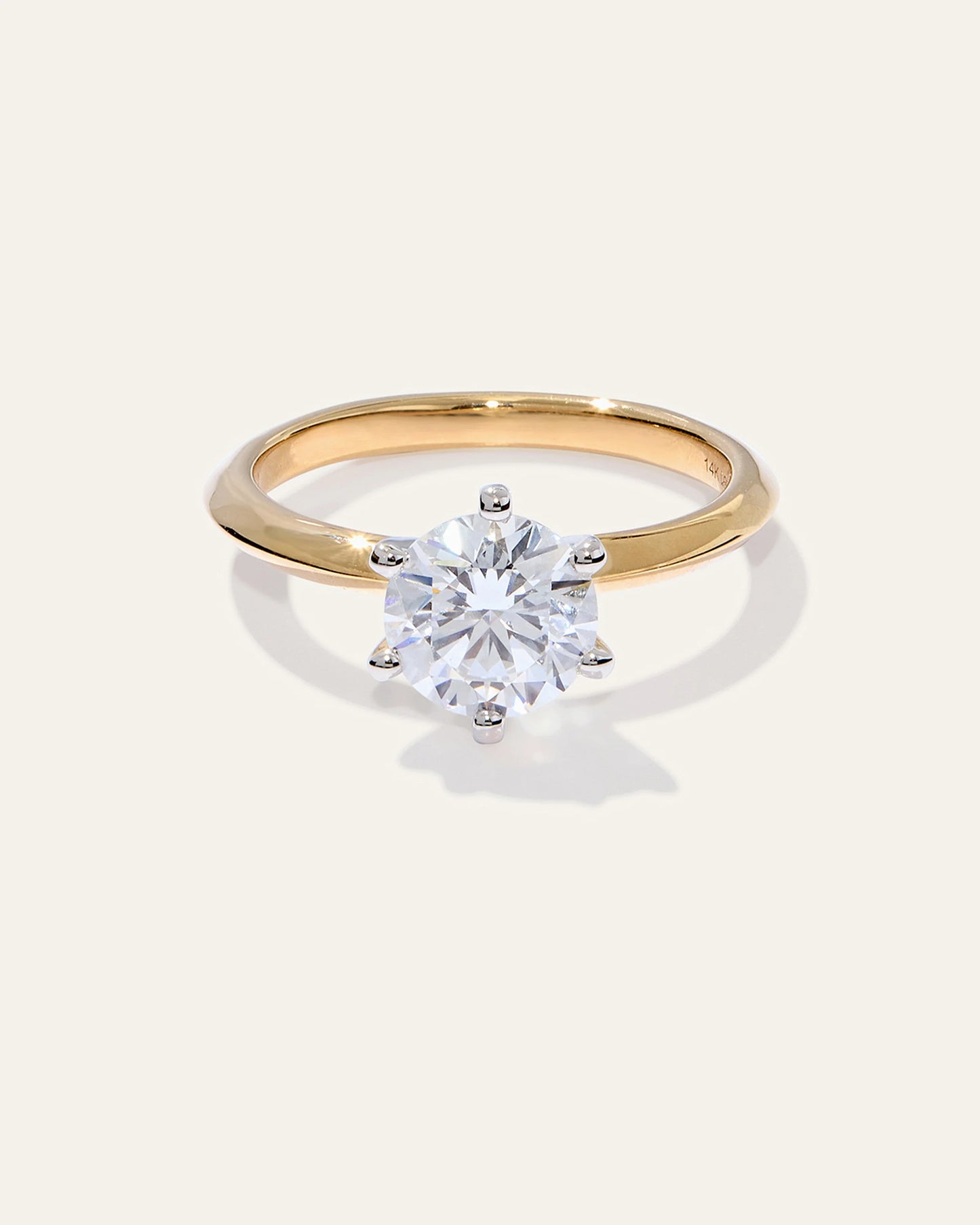 Lab Grown Diamond Round Six Prong Knife Edge Engagement Ring - 1.5ct - 4 / Yellow Gold