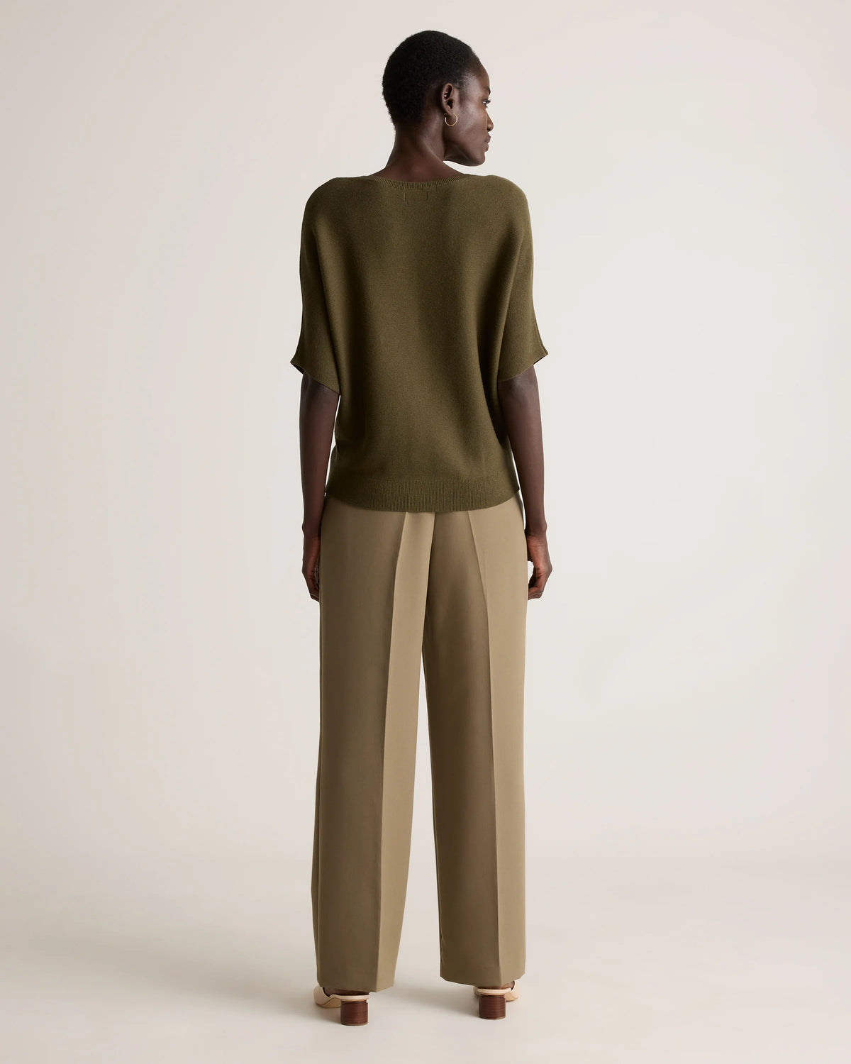 Lightweight Cotton Cashmere Link-Stitch Dolman Sweater - XS / Sugar Stone