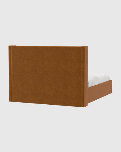 Wingback Bed in Performance Velvet - Full / Walnut