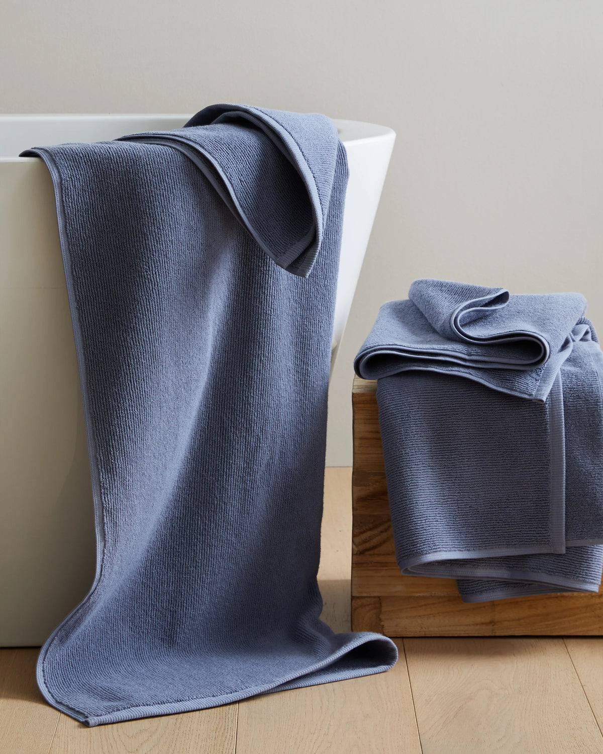 Turkish Ribbed Quick Dry Bath Towel Bundle - One Size / White