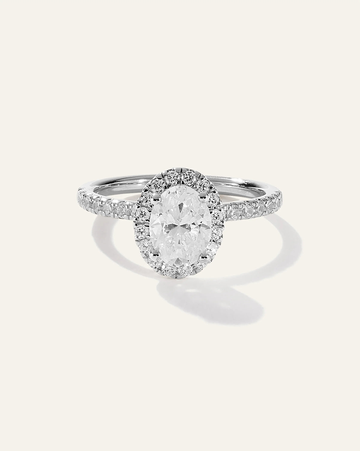 Lab Grown Diamond Oval Halo Pave Engagement Ring - 1ct - 4 / Yellow Gold