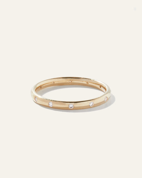 14K Gold Diamond Dot Ring - 4 / Yellow Gold