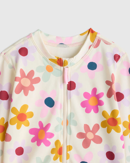 Long Sleeve Zip-Up Swimsuit - 6 / Happy Floral