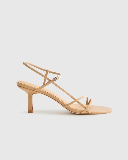 Italian Leather 70mm Strappy Heel - 5 / Metallic Gold