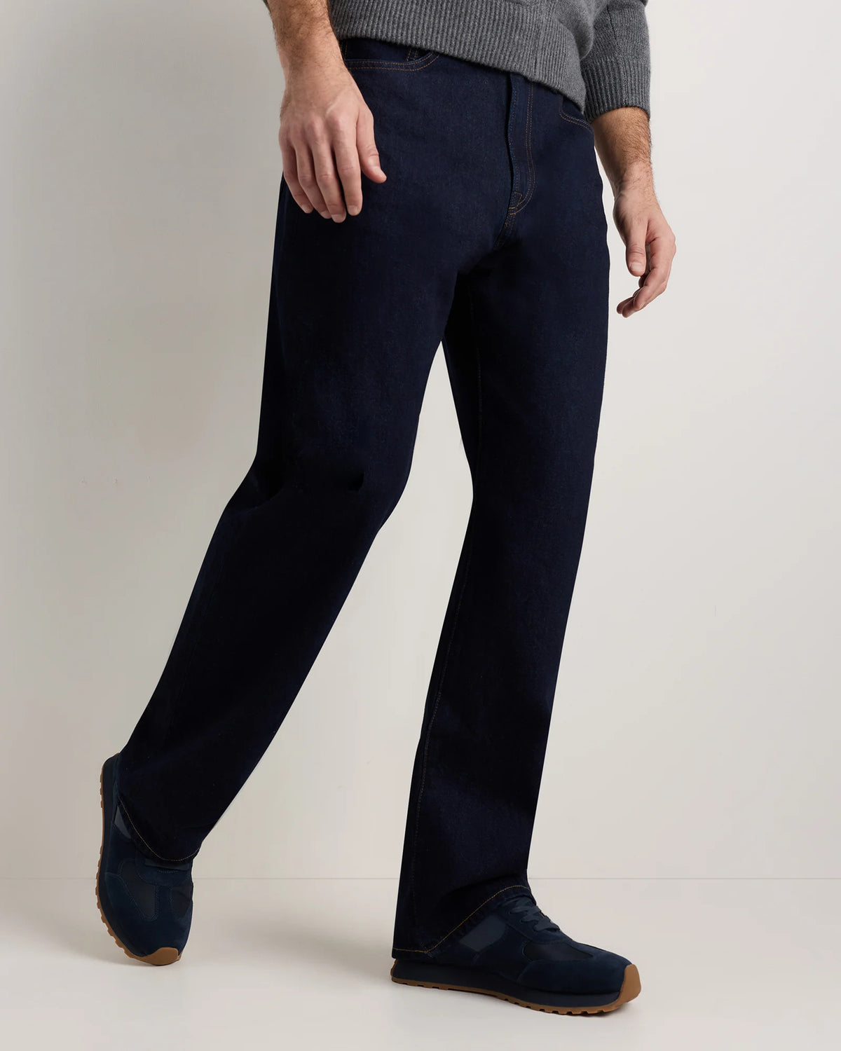 Italian Leather and Suede Retro Runner - 7 / Dark Navy