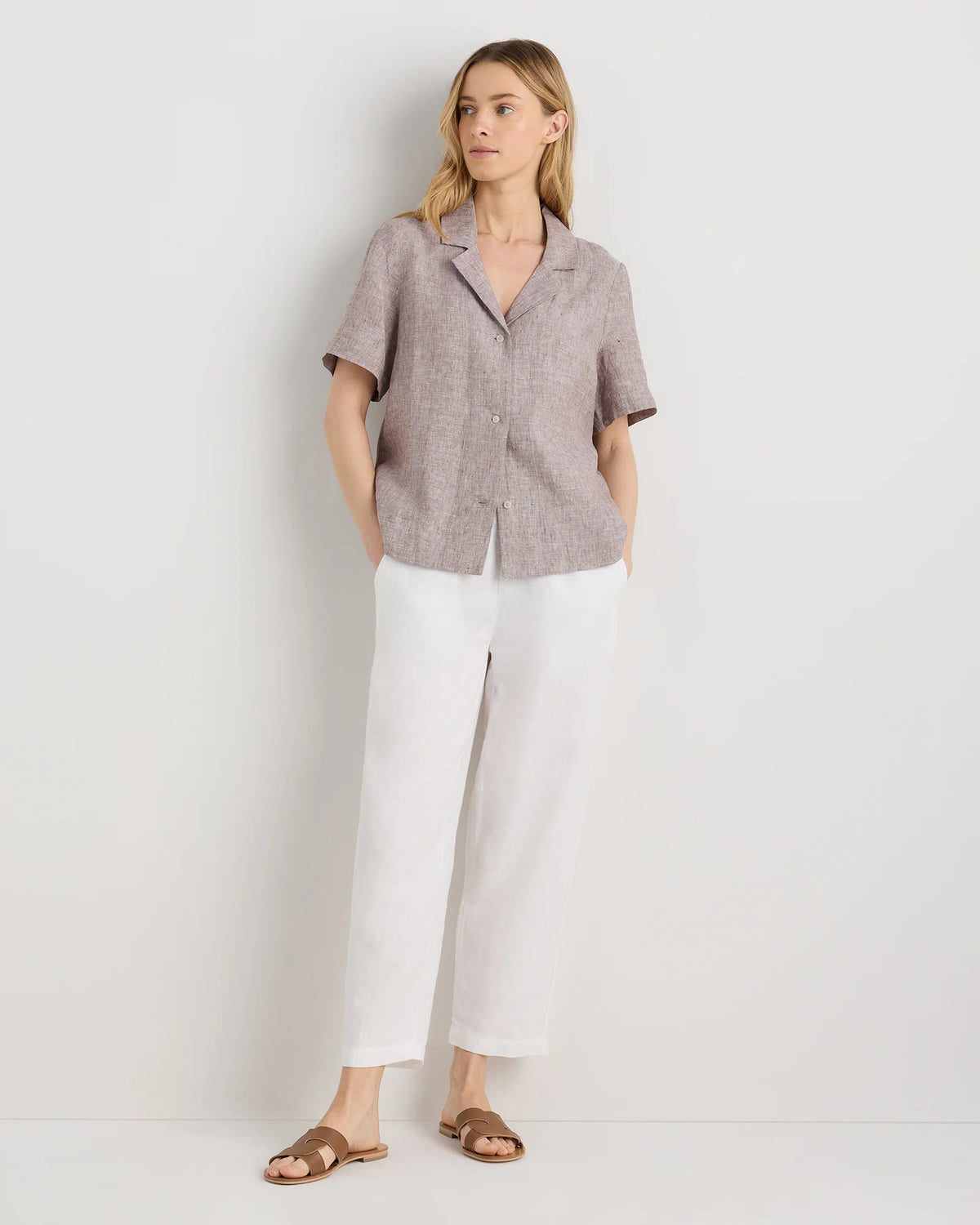 100% European Linen Short Sleeve Shirt - XS / Moonstone Blue