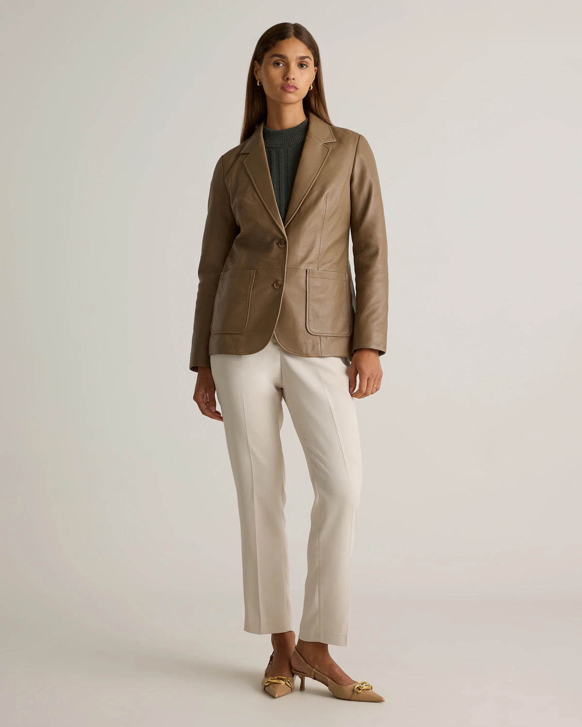 100% Leather Blazer - XS / Rich Brown