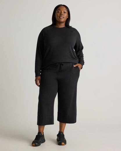 SuperSoft Fleece Cropped Wide Leg Pants - 1X / Heather Grey
