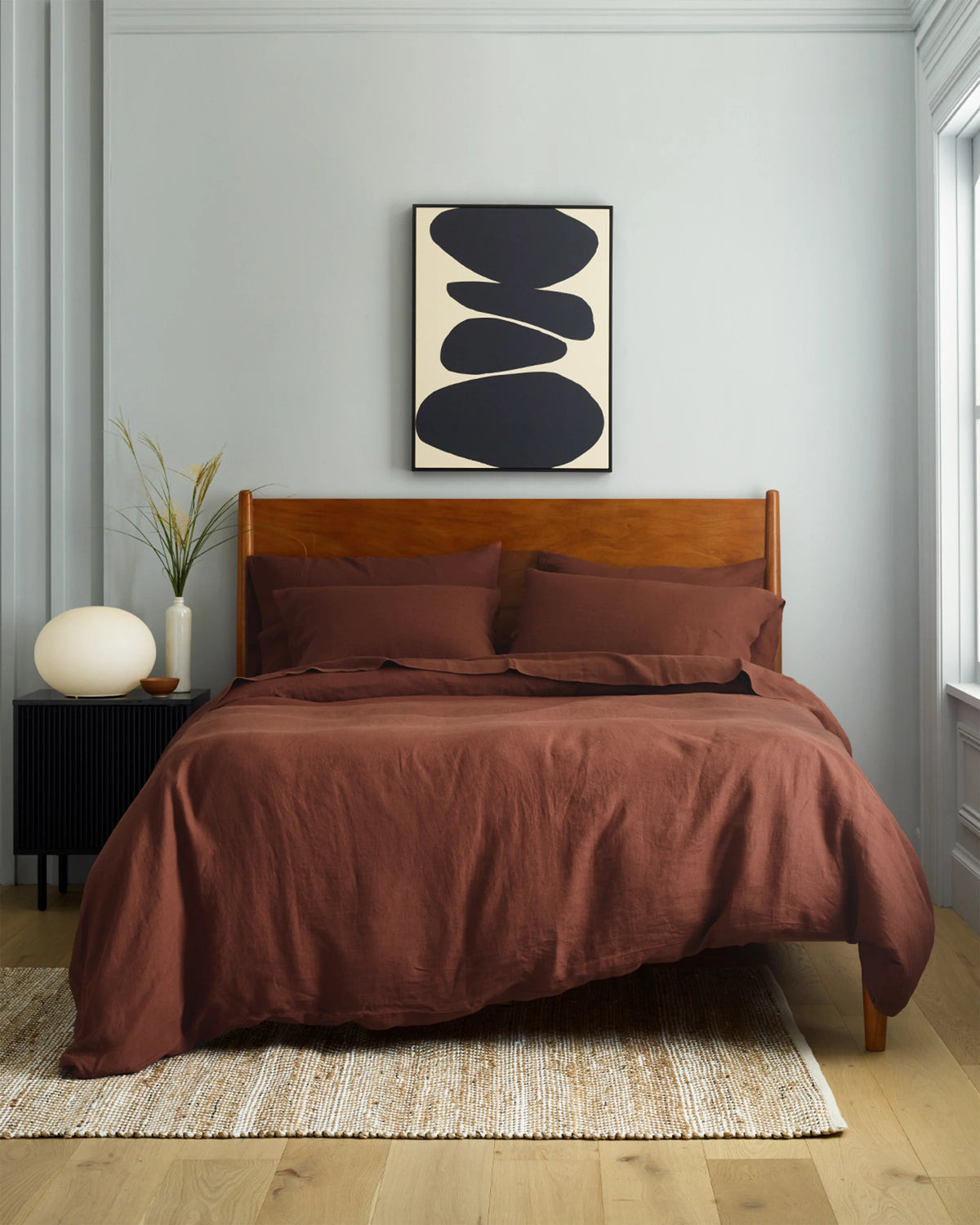 European Linen Deluxe Bedding Bundle - Twin / Willowleaf/White Stripe